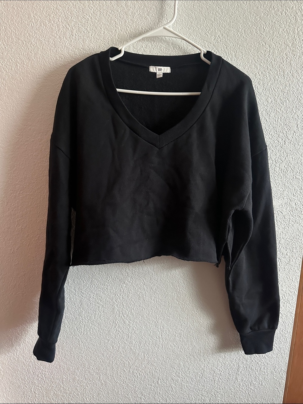 bp Black V-Neck Cropped Sweatshirt
